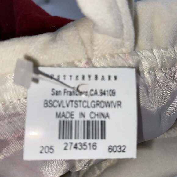 Pottery Barn Abigail Velvet Christmas Holiday Stocking Monogram Red Cream 24 in - Picture 3 of 10